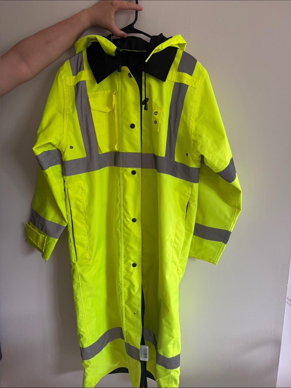 High-Visibility Safety Raincoat - Neon Yellow with Reflective Stripes